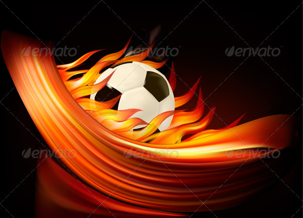 Fire football background with a soccer ball - Sports/Activity Conceptual