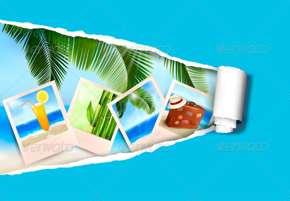 Background with Photos from Holidays on a Seaside - Travel Conceptual