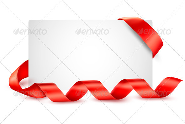 Card with Red Gift Ribbons - Backgrounds Decorative