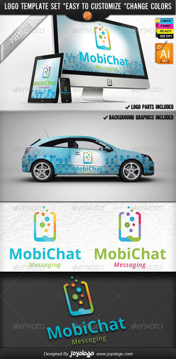 Cellular Phone Application Mobile Chat Logo Design - Objects Logo Templates