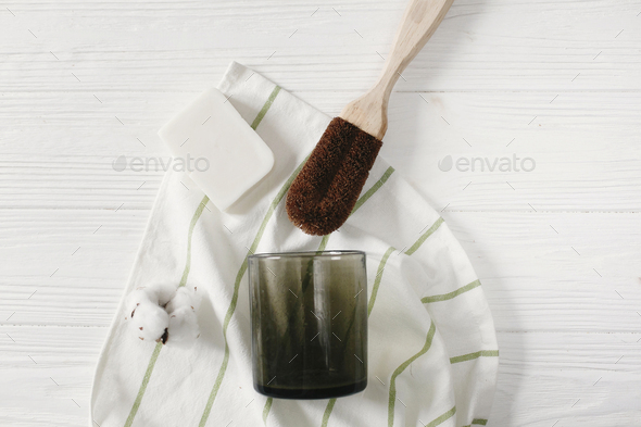 Eco natural coconut soap and brush for washing dishes