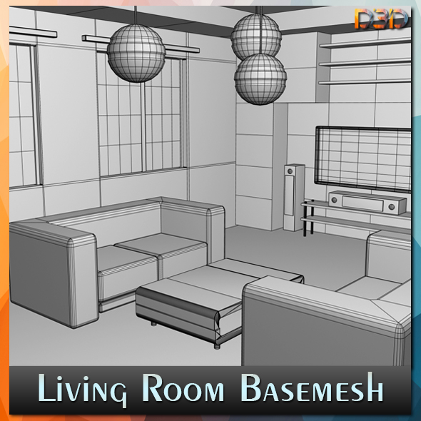 Living Room Basemesh - 3Docean 28474575