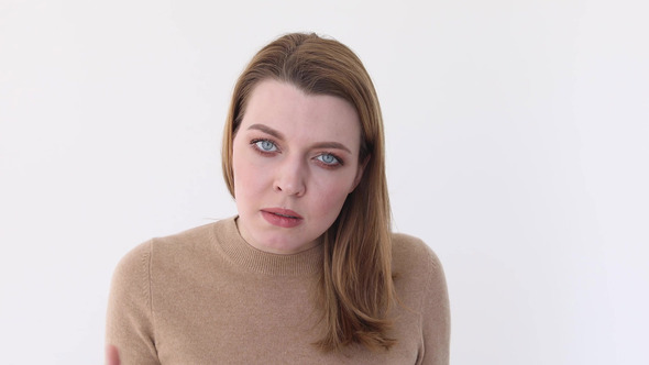 Angry and Frustrated Woman Isolated on White alt