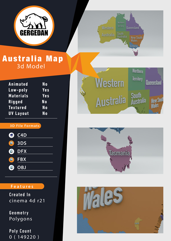 Australia State Map - 3Docean 28479839