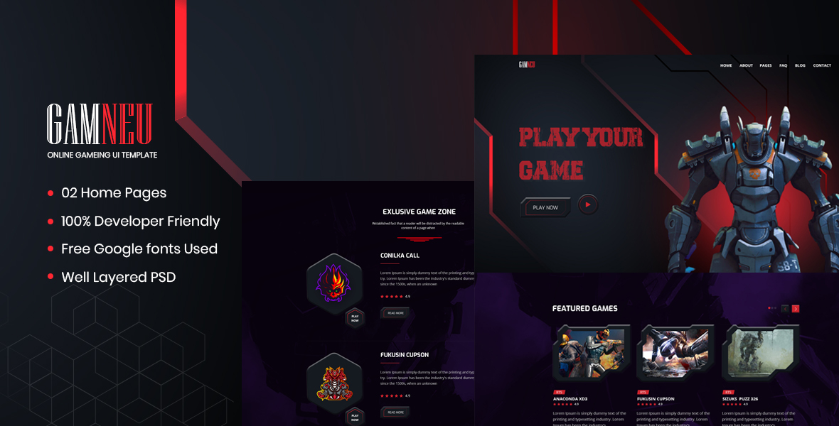 Gamneu Neumorphic Online Game Ui Template By Viserlab Themeforest