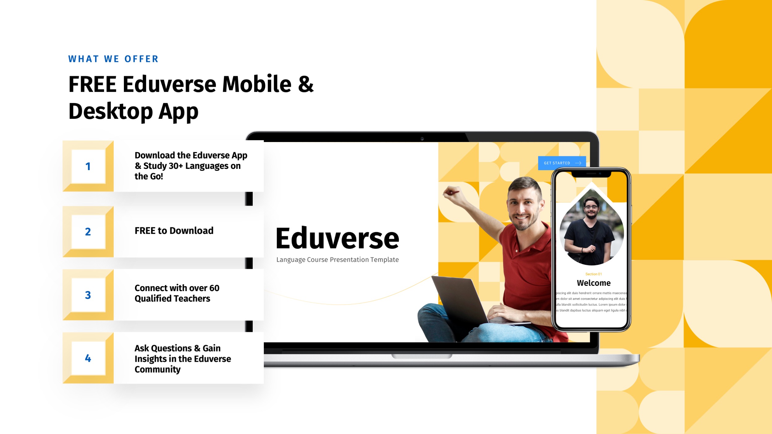Language Course Google Slides Template, Presentation Templates