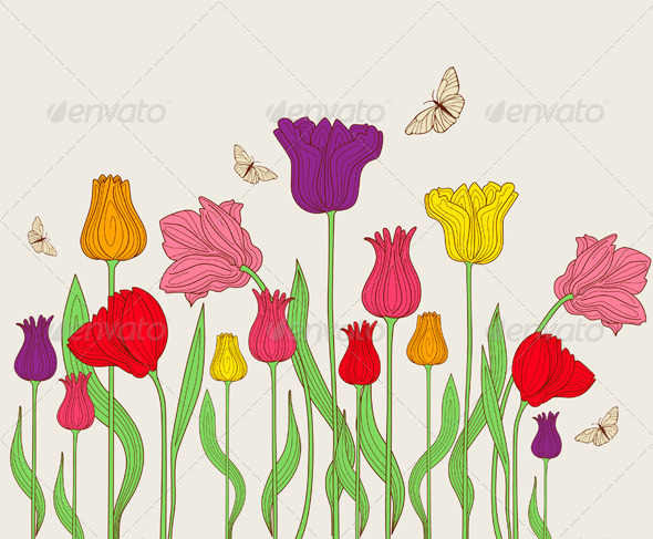 Floral Background with Tulips  by Artness GraphicRiver