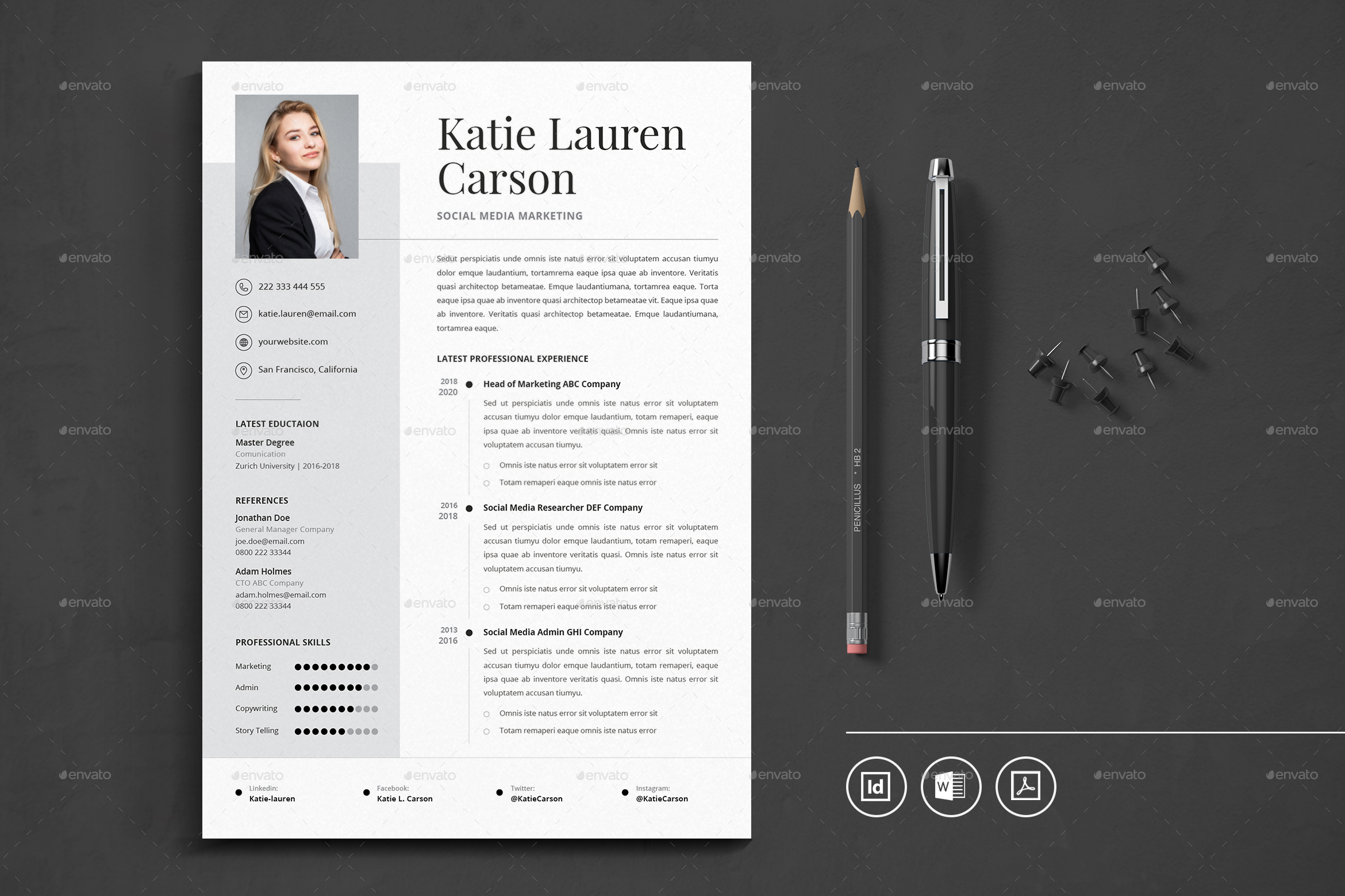 Professional CV Resume Indesign - 01 Preview 