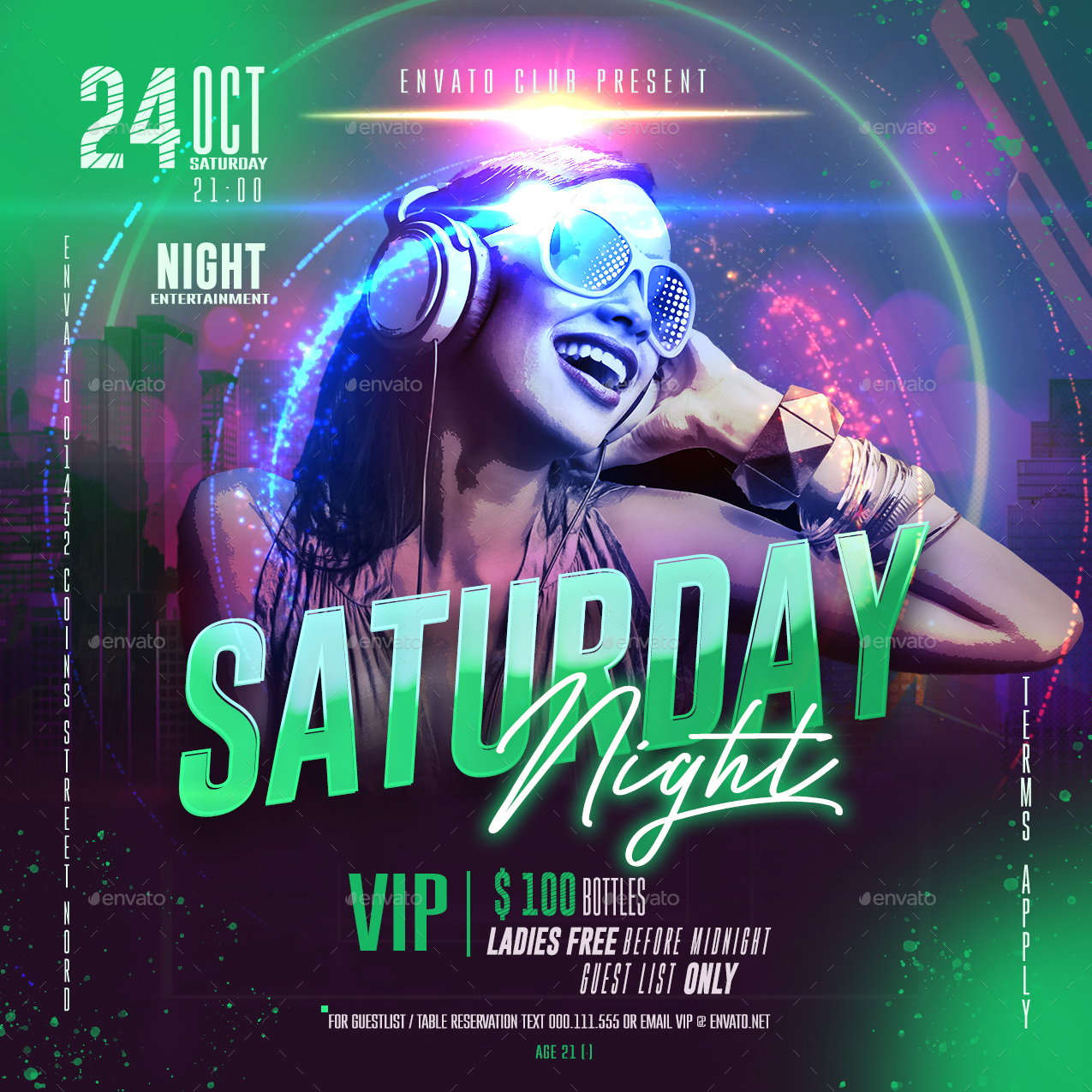 Night Club Flyer Template, Print Templates | GraphicRiver