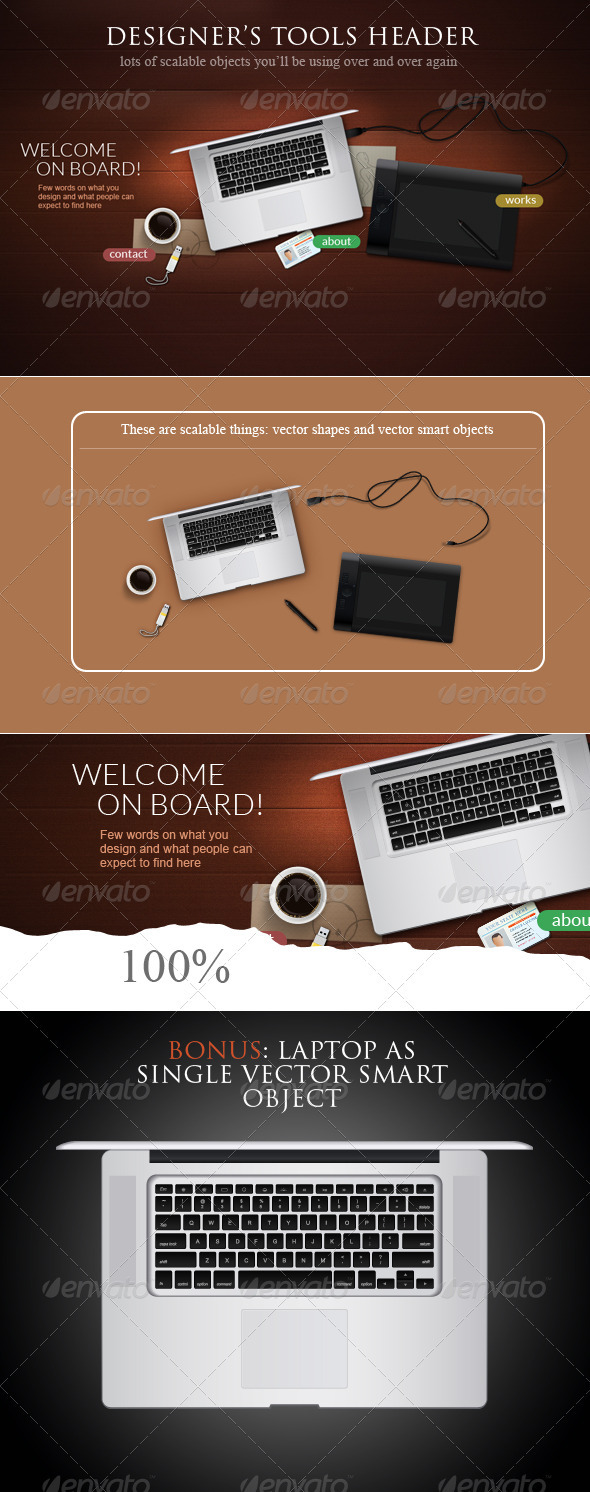 Designer Tools Web Header Concept - Miscellaneous Product Mock-Ups