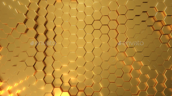 Golden Hexagon Background Stock Photo by Tempus | PhotoDune