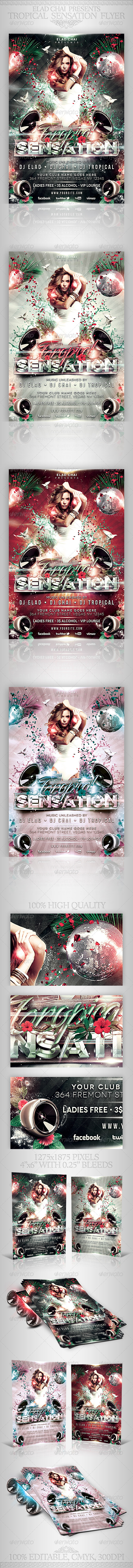 Tropical Sensation Party Flyer Template - Clubs & Parties Events