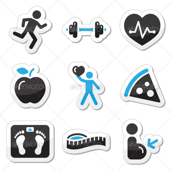 Health and fitness icons set - Health/Medicine Conceptual