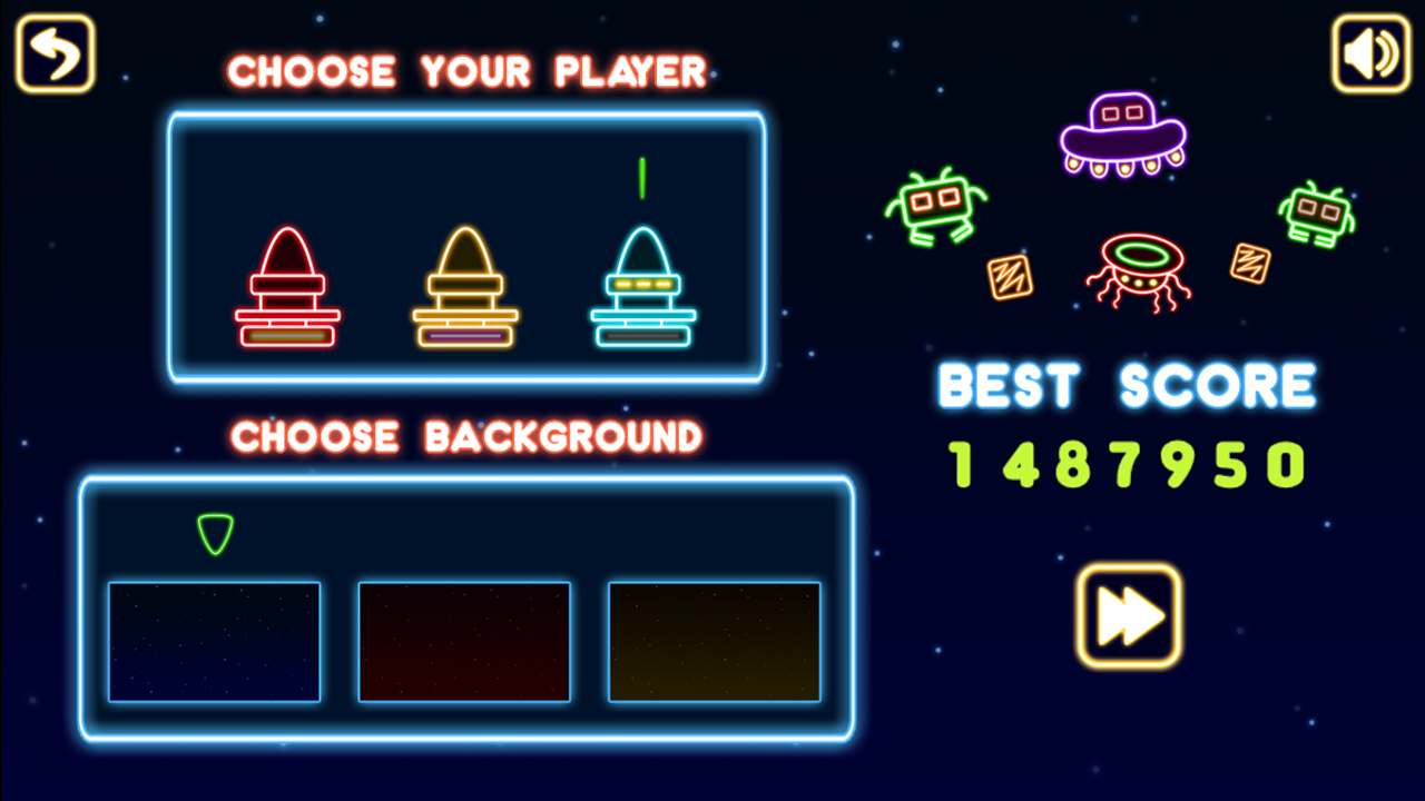 Neon Invaders HTML5 Game Construct 3 Sourcecode by