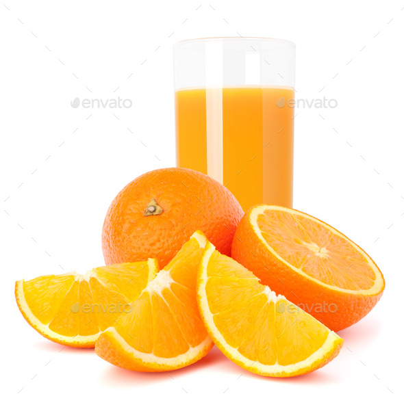 Juice glass and orange fruit - Stock Photo - Images