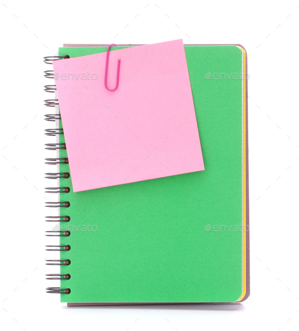 notebook with notice paper - Stock Photo - Images