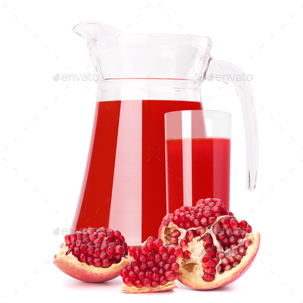 Pomegranate fruit juice in glass pitcher - Stock Photo - Images
