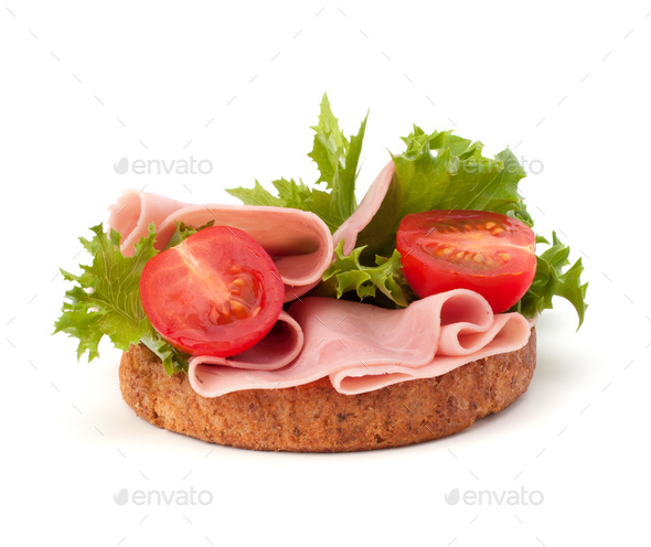 healthy sandwich with vegetable and smoked ham - Stock Photo - Images