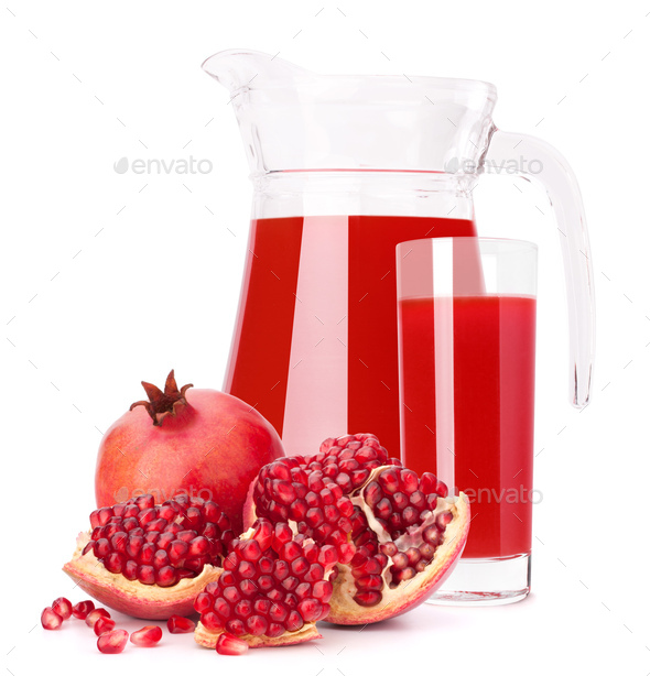 Pomegranate fruit juice in glass pitcher - Stock Photo - Images