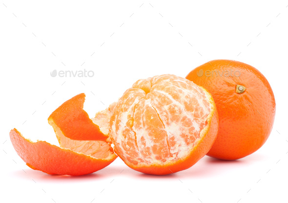 Peeled tangerine or mandarin fruit - Stock Photo - Images