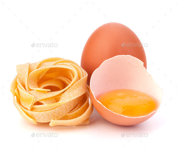 Italian egg pasta fettuccine nest - Stock Photo - Images