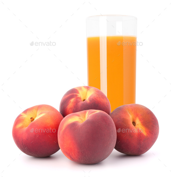 Peach fruit juice in glass - Stock Photo - Images