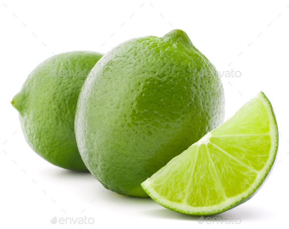 Citrus lime fruit isolated on white background cutout - Stock Photo - Images