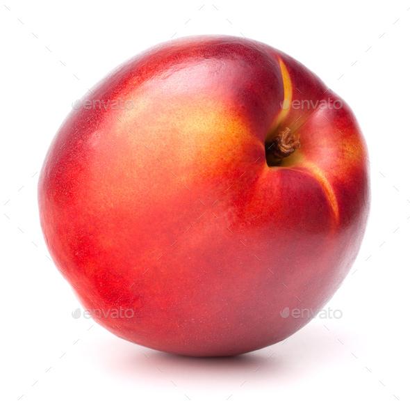Nectarine fruit isolated on white background cutout - Stock Photo - Images