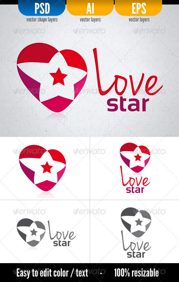 Love Star - Symbols Logo Templates