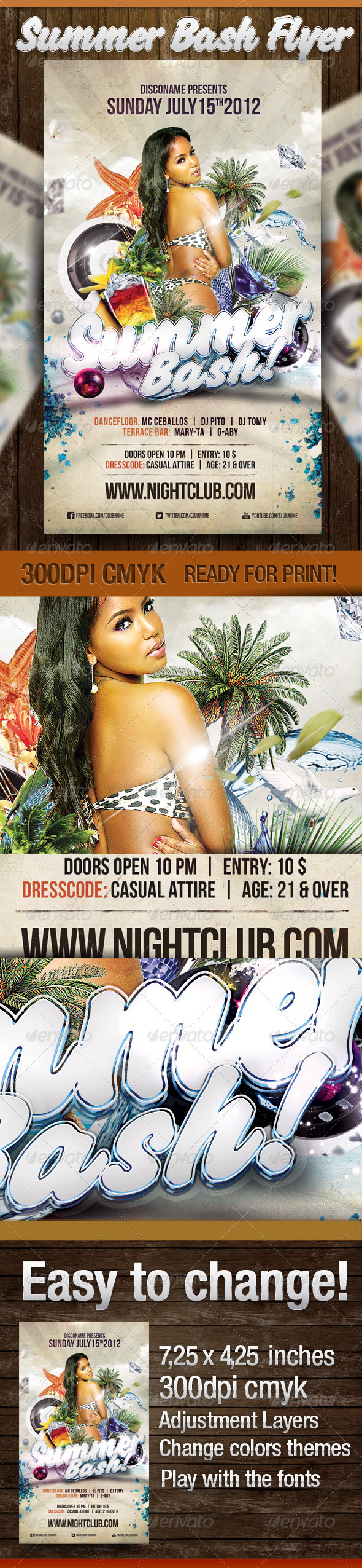 Beach Summer Bash Flyer - Clubs & Parties Events