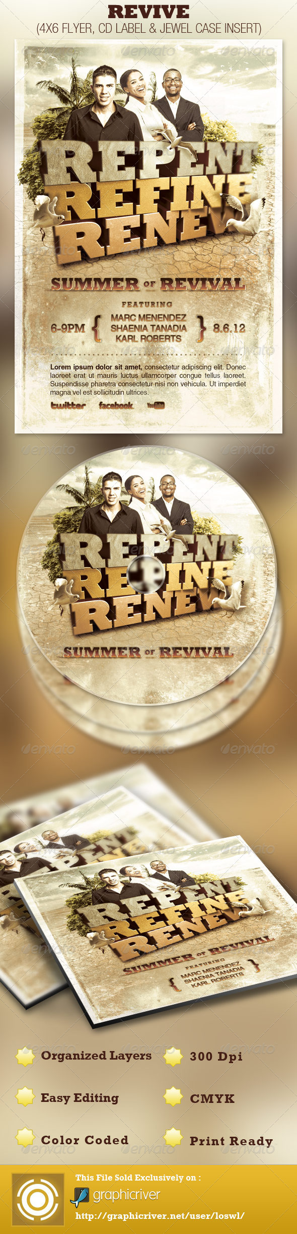 Revive Church Flyer and CD Template - Church Flyers