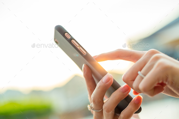 Woman use of cellphone - Stock Photo - Images