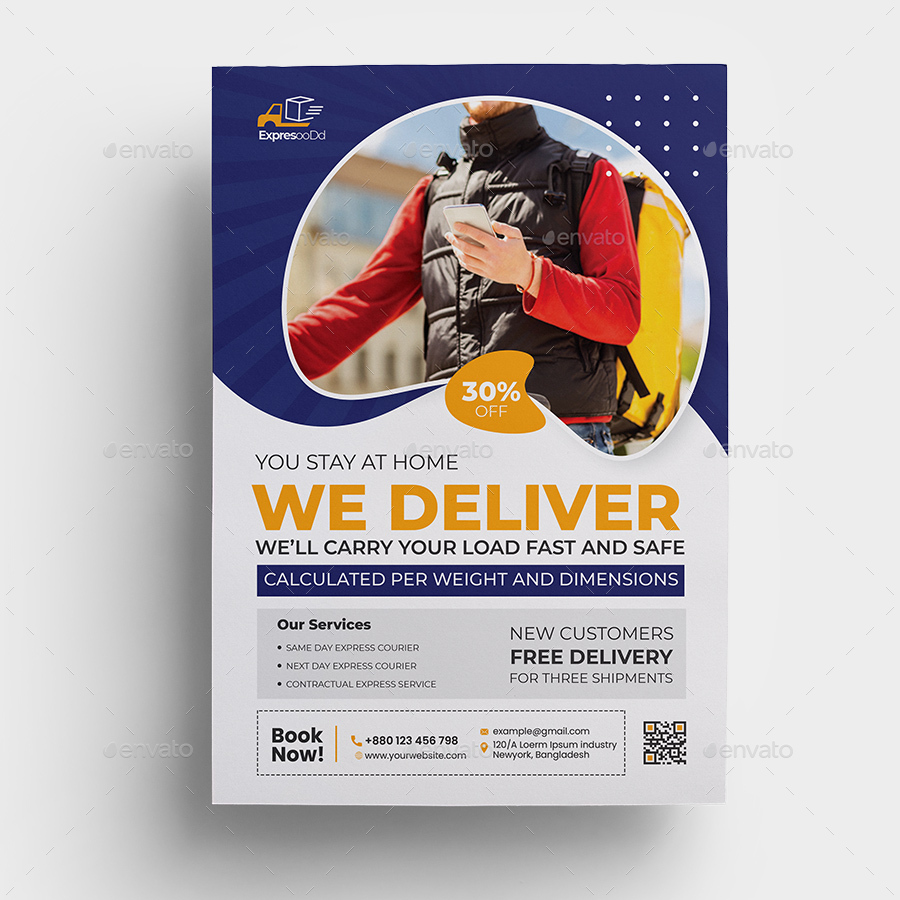 Express Delivery Flyer Template by pixel_theorem  GraphicRiver Pertaining To Delivery Flyer Template