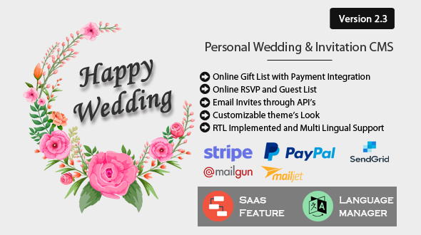 Happy Wedding – Personal Wedding & Invitation CMS