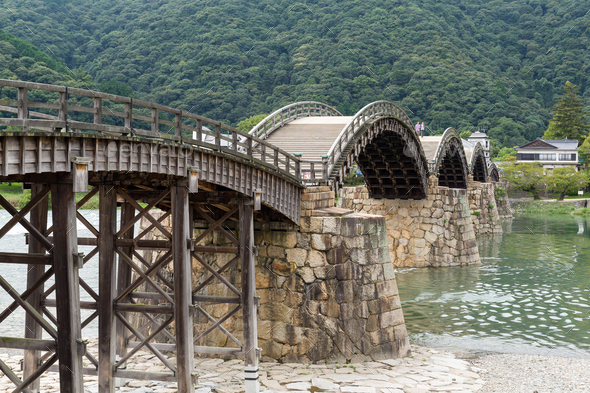 Traditional Kintai Bridge in japan - Stock Photo - Images