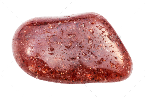 tumbled red Aventurine gem isolated on white - Stock Photo - Images