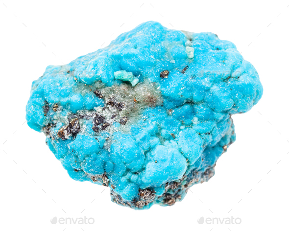 raw blue Turquoise rock isolated on white