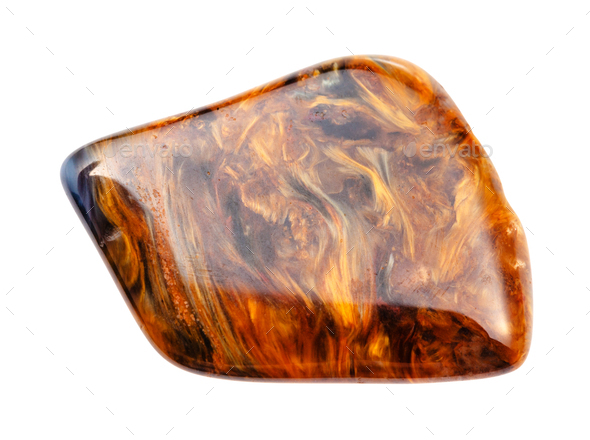 tumbled Pietersite gem stone isolated on white - Stock Photo - Images