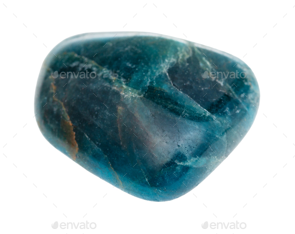 polished blue Apatite gem stone isolated on white - Stock Photo - Images