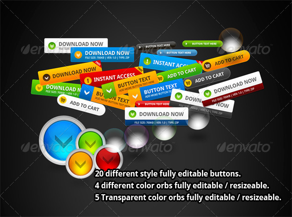 20 Different Style Buttons - Buttons Web Elements
