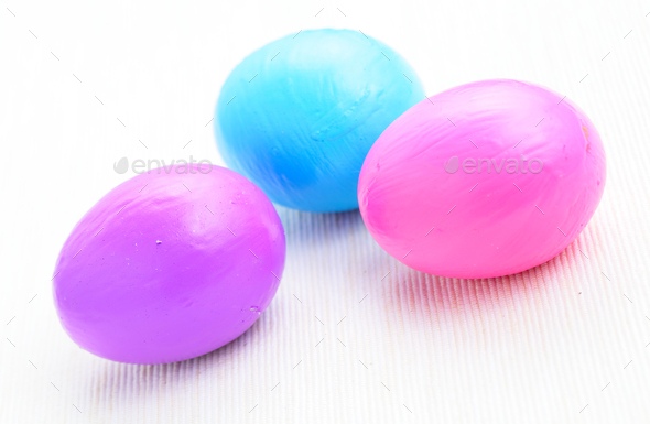 children paint colorful easter egg - Stock Photo - Images