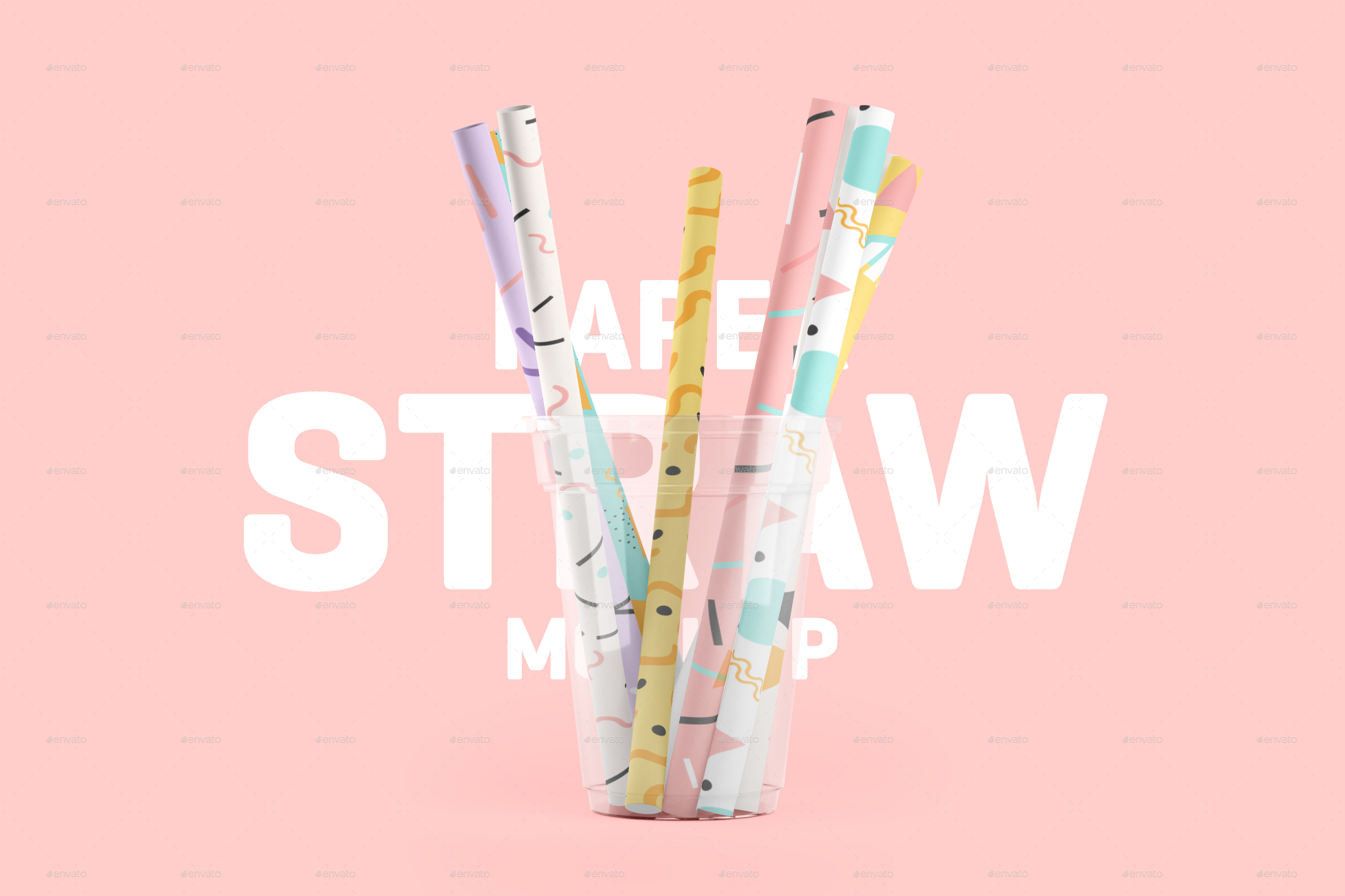 Paper Straw 3d Mockup By Mockup Guy Graphicriver
