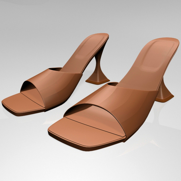 Square-Toe Spool-Heel Sandals - 3Docean 28590059