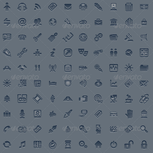 100 professional grey web icon set - Web Icons
