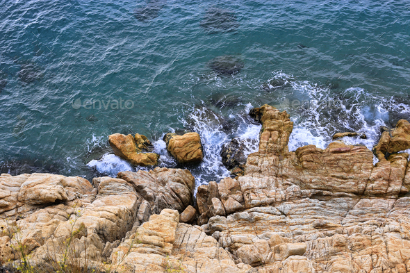 Beautiful sea view from the top of the cliff - Stock Photo - Images