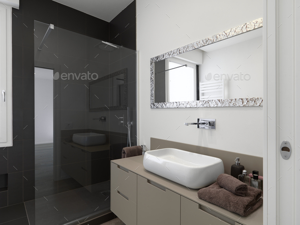 Interiors of a Modern Bathroom - Stock Photo - Images