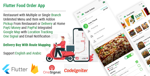 Food Order Flutter Complete application for Android and IOS + Food Delivery boy Native Android app