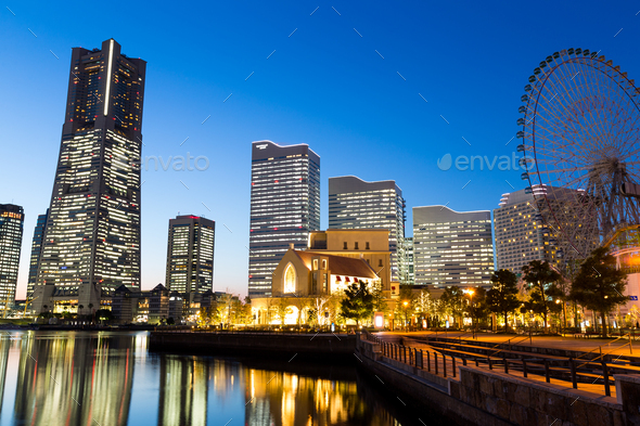 Yokohama at night - Stock Photo - Images