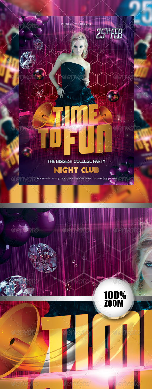 Time To Fun Party Flyer - Flyers Print Templates