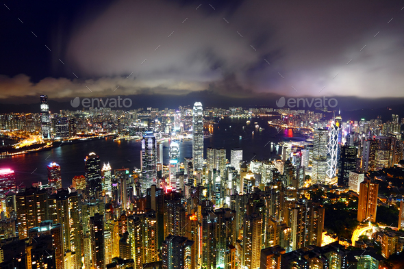 Hong Kong at night - Stock Photo - Images